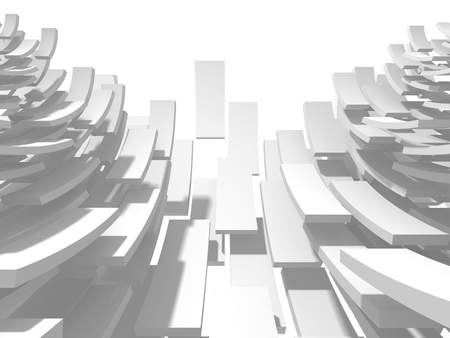 modern abstract geometric art deco mockup minimalistic background. white primitive shapes. 3d render illustrationの写真素材