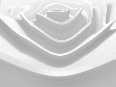 modern abstract geometric art deco mockup minimalistic background. white primitive shapes. 3d render illustrationの写真素材