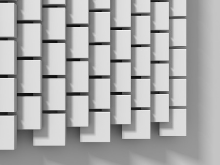 Abstract White Cubes Wall Background. 3d Render Illustrationの写真素材