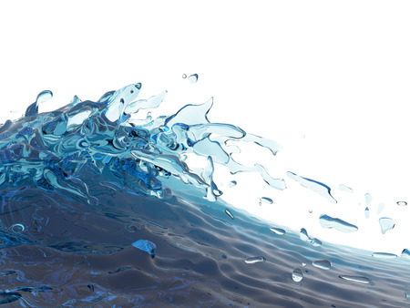Splashing blue sparkling pure water. Abstract nature background. 3d render illustrationの写真素材