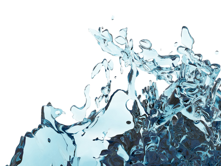 Splashing blue sparkling pure water. Abstract nature background. 3d render illustrationの写真素材