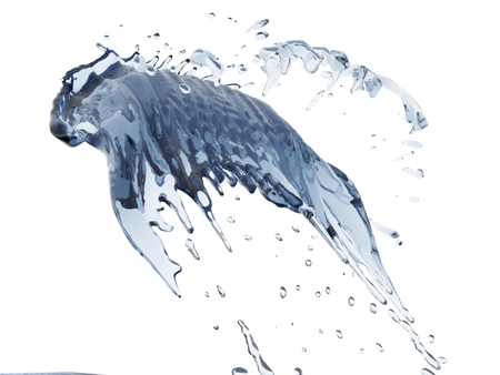 Splashing blue sparkling pure water. Abstract nature background. 3d render illustrationの写真素材