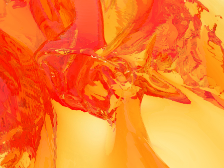 Yellow orange liquid splash isolated on white background. 3d render illustrationの写真素材