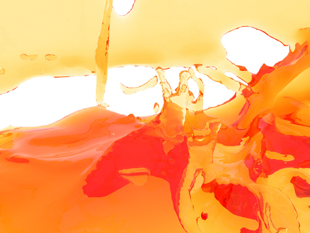 Yellow orange liquid splash isolated on white background. 3d render illustrationの写真素材