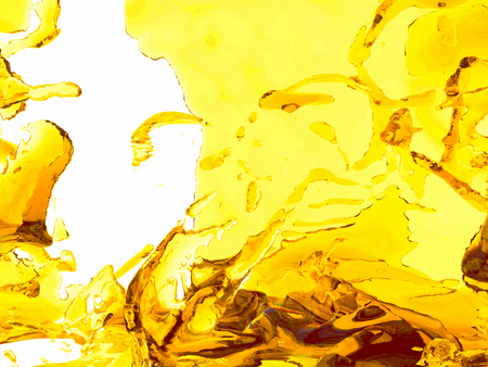 Yellow orange liquid splash isolated on white background. 3d render illustrationの写真素材