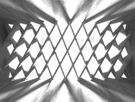 Dark concrete empty room. Modern architecture design. Urban textured background. 3d render illustrationの写真素材