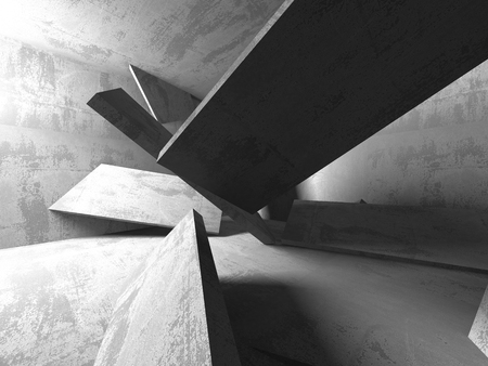 Dark basement empty room interior. Concrete walls. Architecture background. 3d render illustrationの写真素材