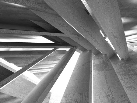 Dark concrete empty room. Modern architecture design. Urban textured background. 3d render illustrationの写真素材