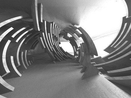 Dark basement empty room interior. Concrete walls. Architecture background. 3d render illustrationの写真素材