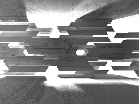 Dark concrete empty room. Modern architecture design. Urban textured background. 3d render illustrationの写真素材