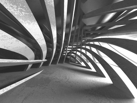 Dark concrete empty room. Modern architecture design. Urban textured background. 3d render illustrationの写真素材