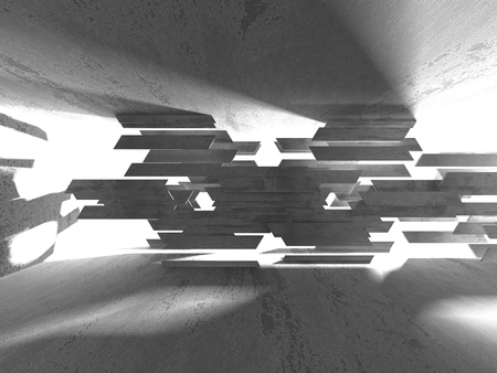 Dark concrete empty room. Modern architecture design. Urban textured background. 3d render illustrationの写真素材