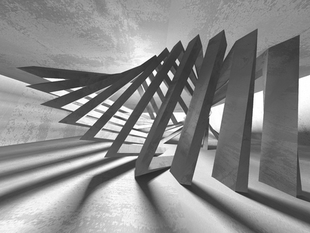 Dark basement empty room interior. Concrete walls. Architecture background. 3d render illustrationの写真素材