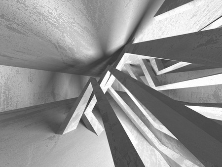 Dark concrete empty room. Modern architecture design. Urban textured background. 3d render illustrationの写真素材