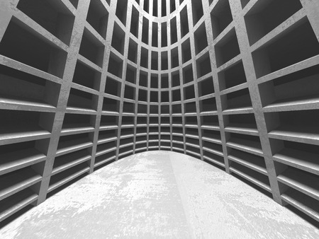 Dark concrete empty room. Modern architecture design. Urban textured background. 3d render illustrationの写真素材