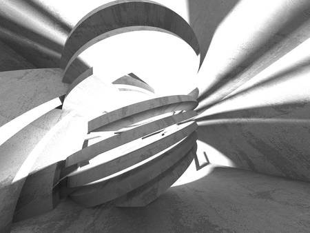 Dark concrete empty room. Modern architecture design. Urban textured background. 3d render illustrationの写真素材