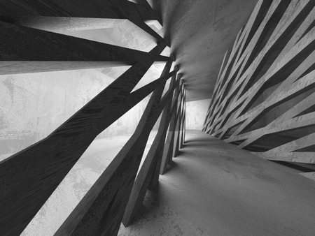 Dark basement empty room interior. Concrete walls. Architecture background. 3d render illustrationの写真素材