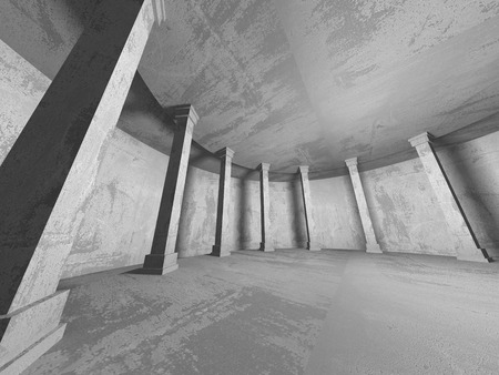 Dark basement empty room interior. Concrete walls. Architecture background. 3d render illustrationの写真素材