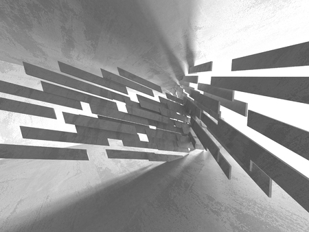 Dark concrete empty room. Modern architecture design. Urban textured background. 3d render illustrationの写真素材