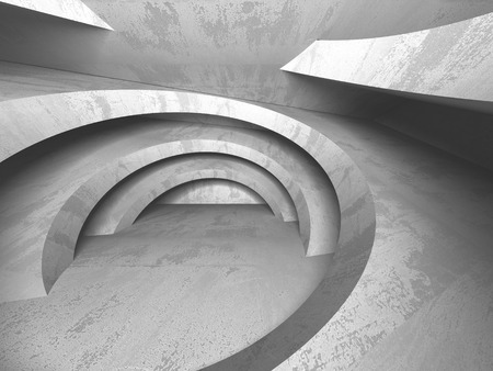 Dark concrete empty room. Modern architecture design. Urban textured background. 3d render illustrationの写真素材