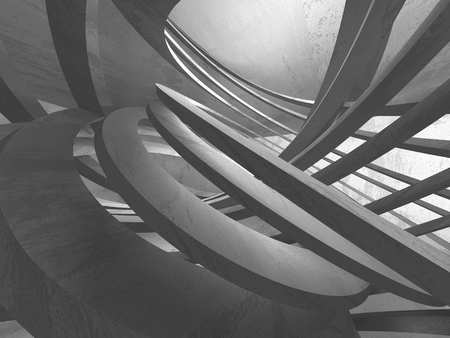 Dark concrete empty room. Modern architecture design. Urban textured background. 3d render illustrationの写真素材