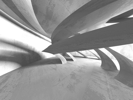 Dark concrete empty room. Modern architecture design. Urban textured background. 3d render illustrationの写真素材