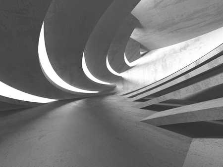 Dark concrete empty room. Modern architecture design. Urban textured background. 3d render illustrationの写真素材