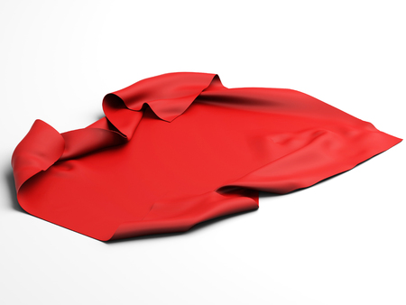 Red silk elegance tablecloth. Trade show exhibition. Design element for background. 3d render illustrationの写真素材