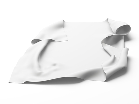 White silk elegance tablecloth. Trade show exhibition. Design element for background. 3d render illustrationの写真素材