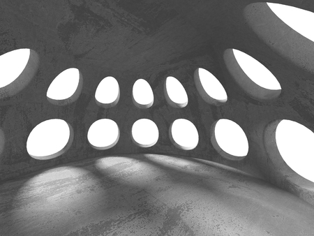 Concrete architecture background. Abstract empty dark room. 3d render illustrationの写真素材