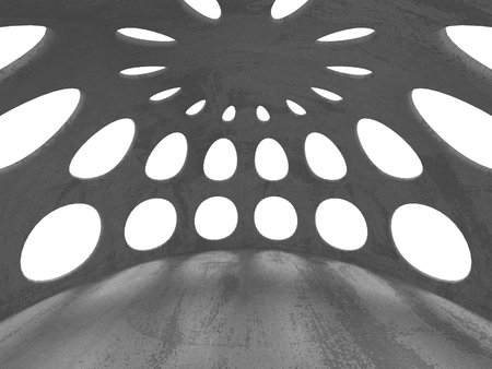 Dark basement empty room interior. Concrete walls. Architecture background. 3d render illustrationの写真素材