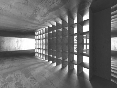 Dark basement empty room interior. Concrete walls. Architecture background. 3d render illustrationの写真素材