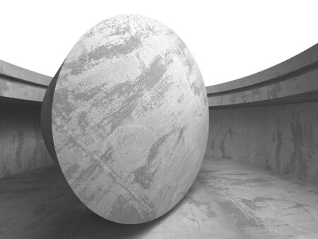 Dark concrete empty room. Modern architecture design concept. Urban textured background. 3d render illustrationの写真素材