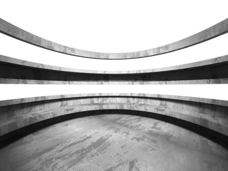Dark concrete empty room. Modern architecture design concept. Urban textured background. 3d render illustrationの写真素材