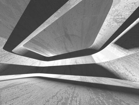 Dark concrete empty room. Modern architecture design concept. Urban textured background. 3d render illustrationの写真素材