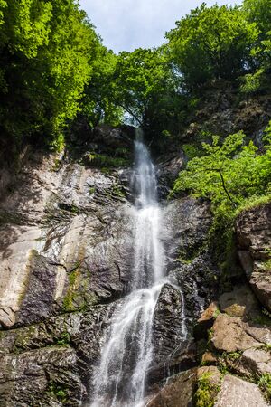 Mountain river waterfall close up. Tropical nature backgroundの写真素材