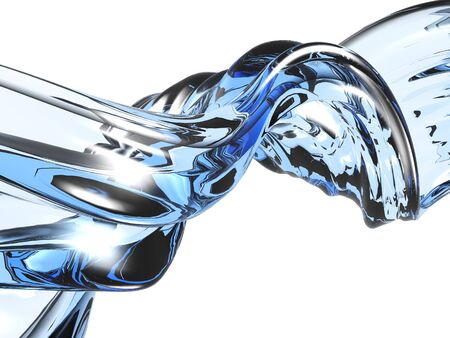 Blue pure water liquid splash . 3d render illustration