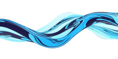 Blue pure water liquid splash . 3d render illustration