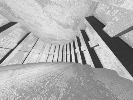Dark concrete empty room. Modern architecture design. Urban textured background. 3d render illustrationの写真素材
