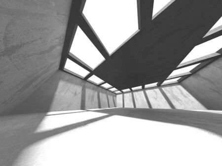 Dark concrete empty room. Modern architecture design. Urban textured background. 3d render illustrationの写真素材
