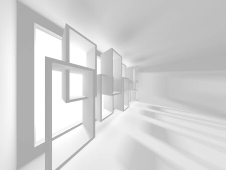 Futuristic White Architecture Design Background. Construction Concept. 3d Render Illustrationの写真素材