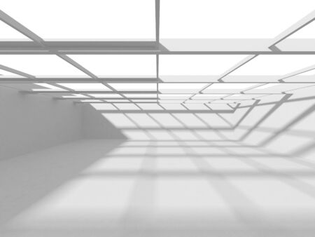 Futuristic White Architecture Design Background. Construction Concept. 3d Render Illustrationの写真素材