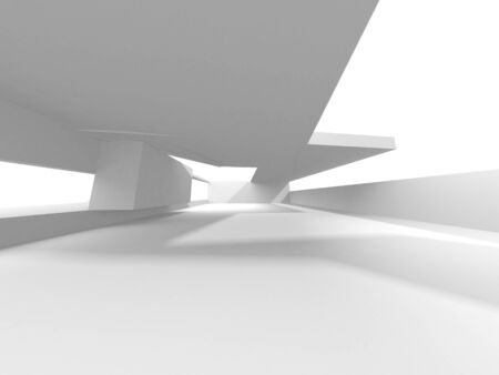 Futuristic White Architecture Design Background. Construction Concept. 3d Render Illustrationの写真素材