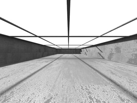 Dark concrete empty room. Modern architecture design. Urban textured background. 3d render illustrationの写真素材