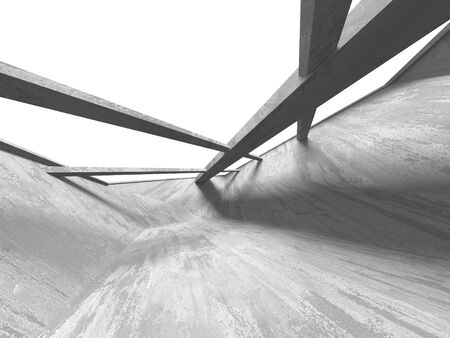 Dark concrete empty room. Modern architecture design. Urban textured background. 3d render illustrationの写真素材