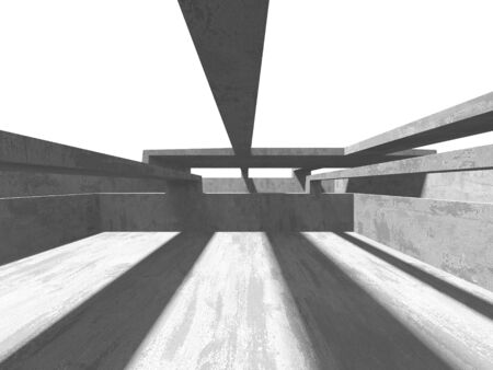 Dark concrete empty room. Modern architecture design. Urban textured background. 3d render illustrationの写真素材