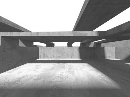 Dark concrete empty room. Modern architecture design. Urban textured background. 3d render illustrationの写真素材