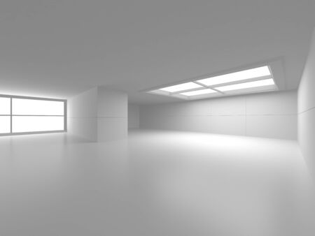 Futuristic White Architecture Design Background. Construction Concept. 3d Render Illustrationの写真素材
