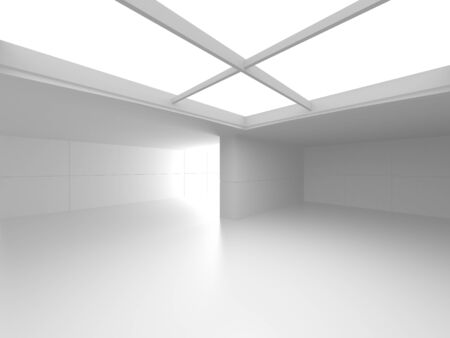 Futuristic White Architecture Design Background. Construction Concept. 3d Render Illustrationの写真素材