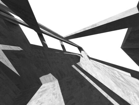 Dark concrete empty room. Modern architecture design. Urban textured background. 3d render illustrationの写真素材
